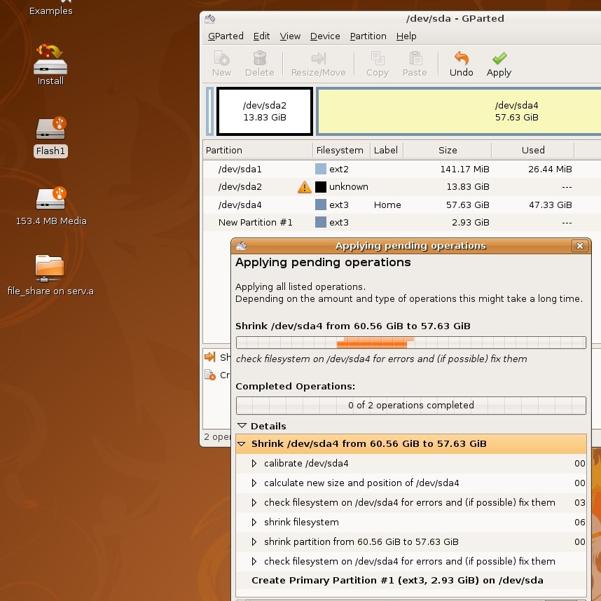 Разметка диска в Ubuntu, Gparted, LVM